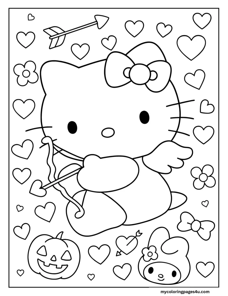 Cupid Hello Kitty 
Coloring Page