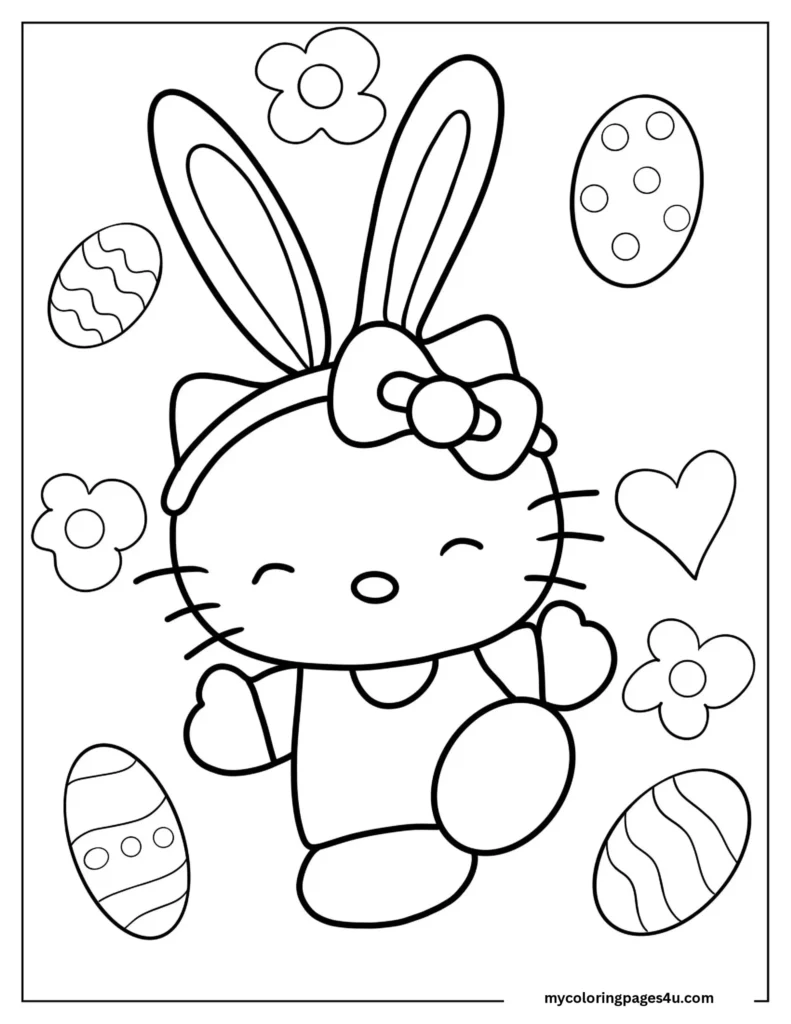 Cute Hello Kitty Wearing Bunny Ears