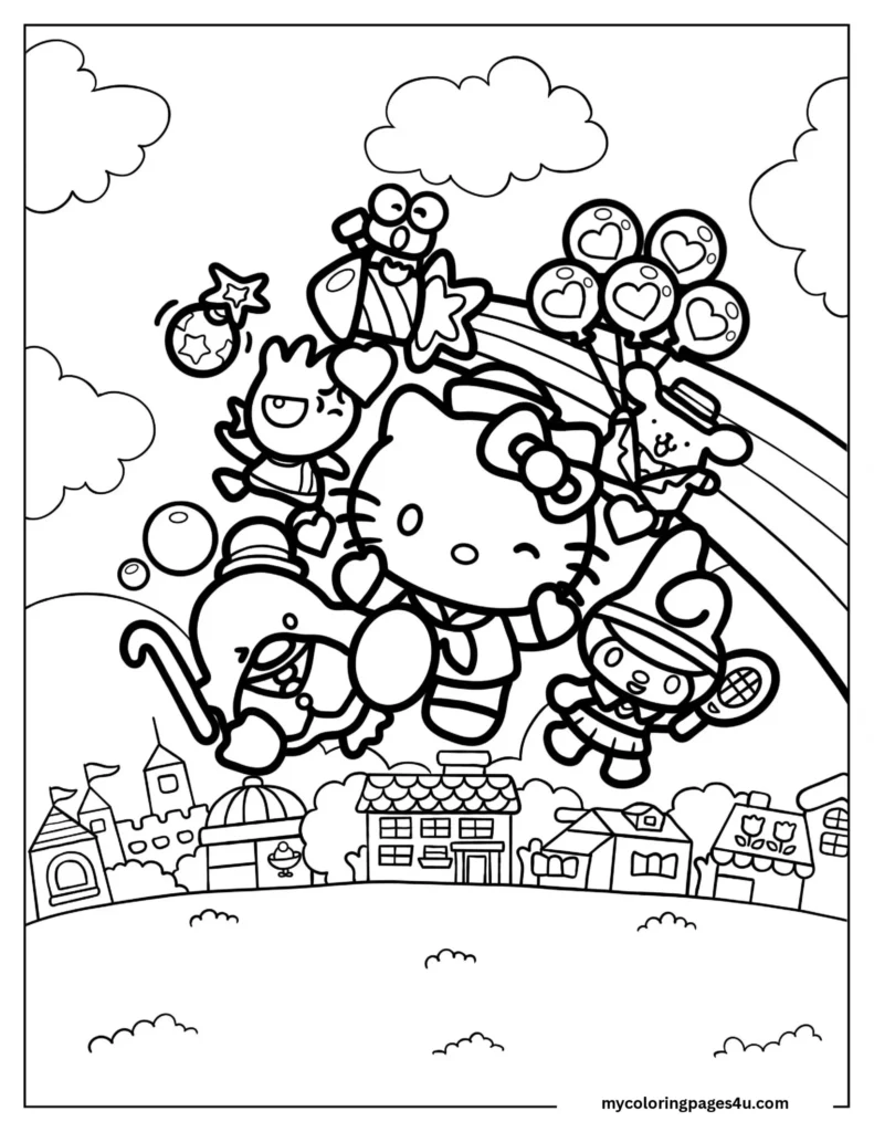 Hello Kitty Friends Poster To Color