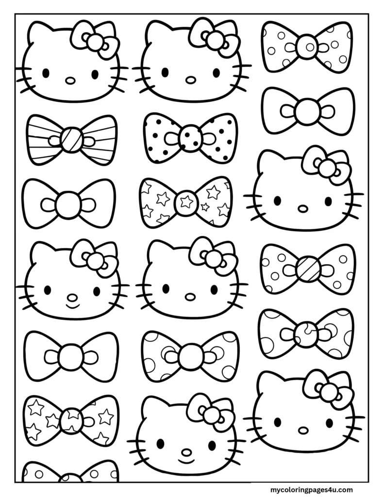 Hello Kitty Bows Coloring Page