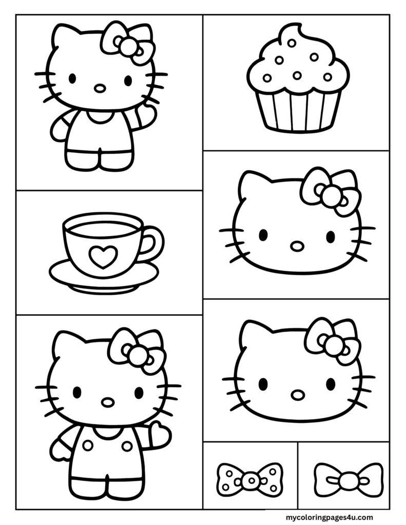 Hello Kitty Grid Coloring Page