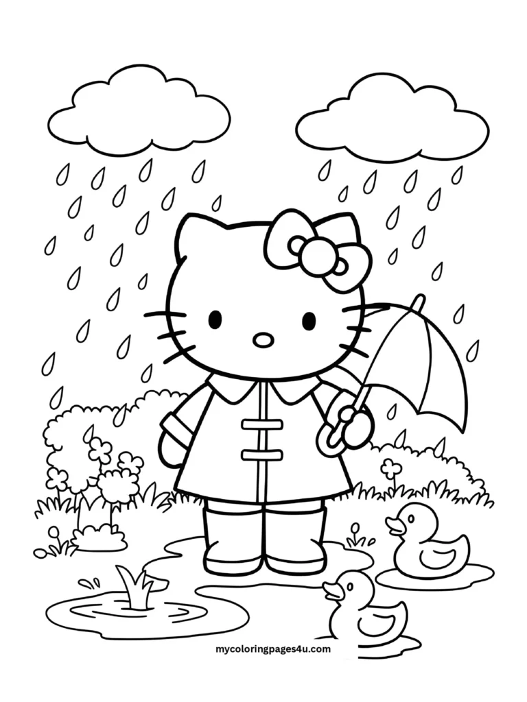 Hello-Kitty-in-the-Rain-coloring.pdf.webp