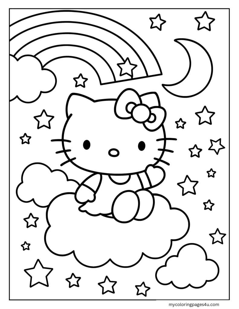 hello kitty and friends coloring pages Hello Kitty and Kuromi at school"