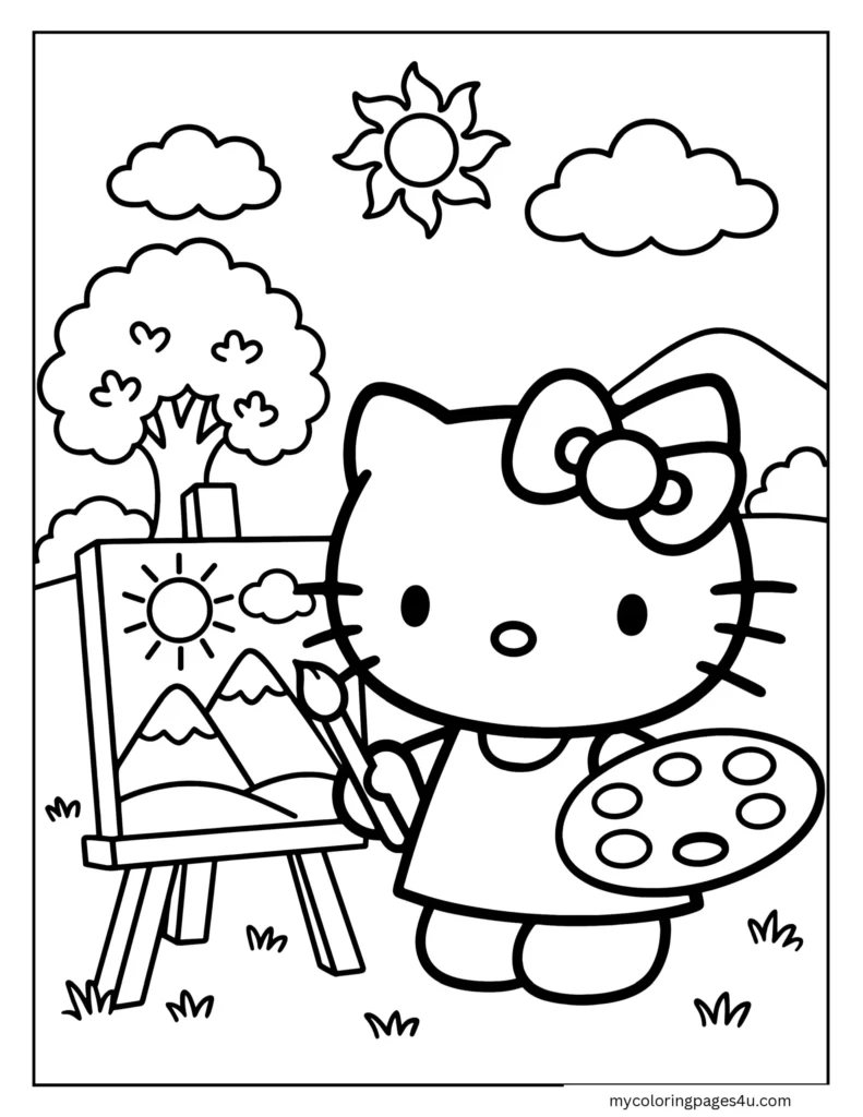 Hello Kitty Coloring Page Painting