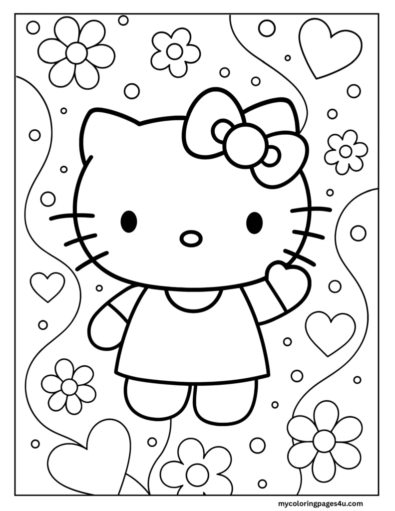 Hello-Kitty-pleasant-background-coloring-page