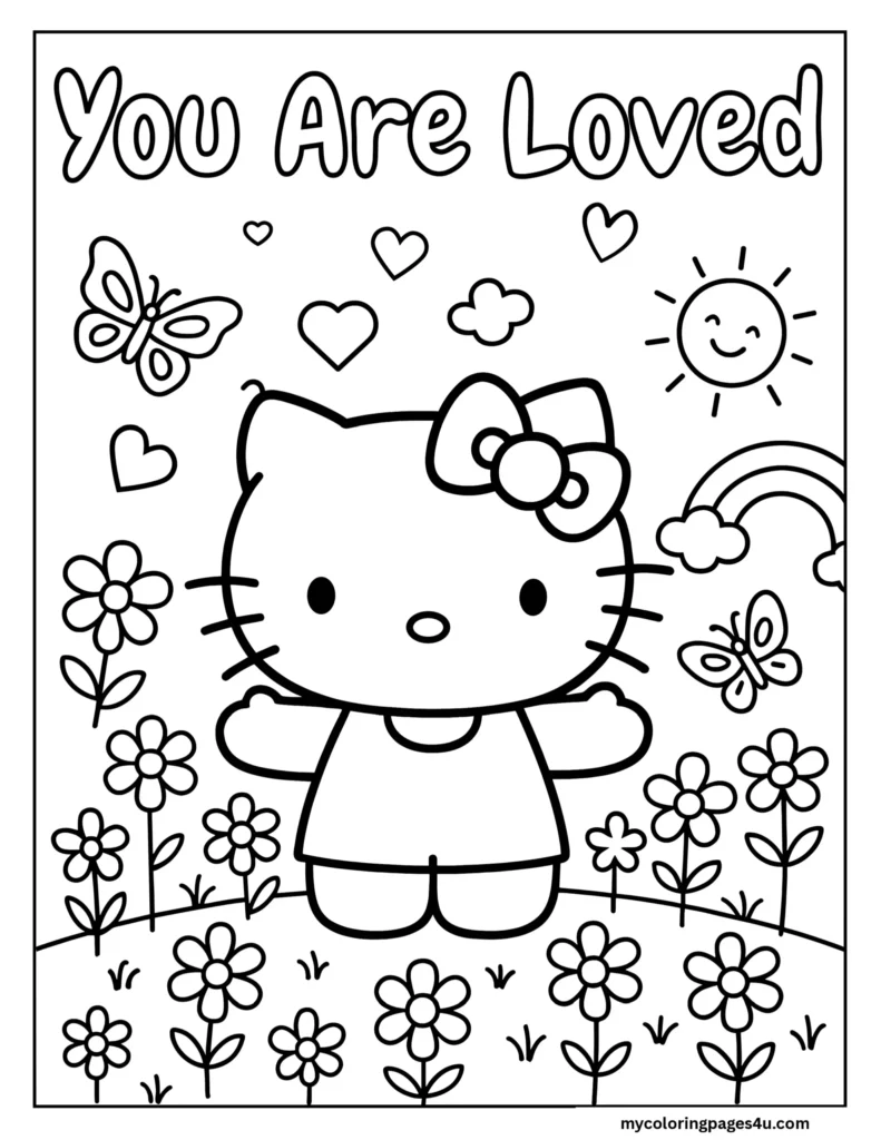 Hello Kitty You Are Loved Coloring Page