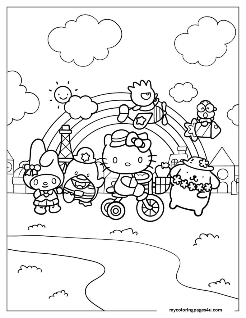 Kawaii Coloring Sheet Of Hello Kitty Sanrio