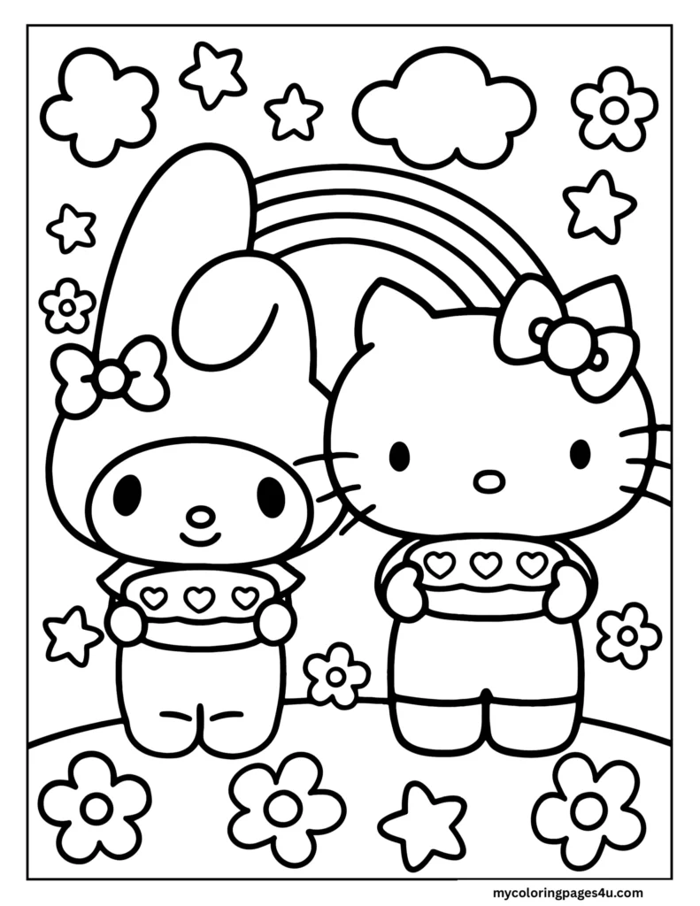 hello kitty and friends coloring pages  My Melody and Hello Kitty