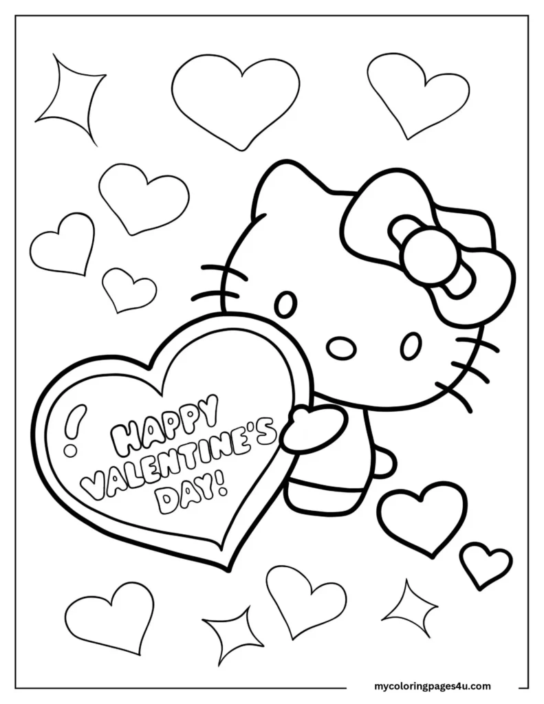 Valentine’s Day Hello Kitty Coloring Sheet